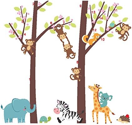 AWAKİNK Karikatür Orman Dev Kahverengi Ağaç Hayvanlar Zürafa Fil Zebra Maymun duvar çıkartmaları Duvar Çıkartması Vinil Çıkarılabilir