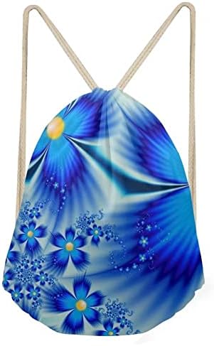 Mavi çiçek baskı ipli sırt çantası çanta hafif spor salonu Sackpack Yoga Cinch çuval erkekler kadınlar için