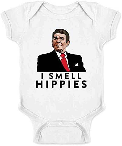 Pop Konuları Ben Kokusu Hippiler Ronald Reagan Komik Muhafazakar Bebek Erkek Bebek Kız Bodysuit