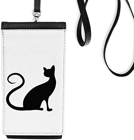 Zarif Siyah Kedi Hayvan Anahat Telefon cüzdan çanta Asılı cep Kılıfı Siyah Cep