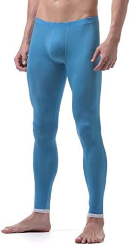 K-Men erkekler buz ipek iç çamaşırı alçak ince Legging sıkı pantolon örgü uzun pantolon