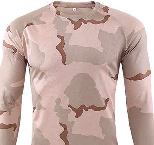 DUEIG erkek Açık Çabuk Kuruyan T-Shirt, Kamuflaj Uzun Kollu Yürüyüş Tee Tops Hafif Slim-fit Gömlek Spor