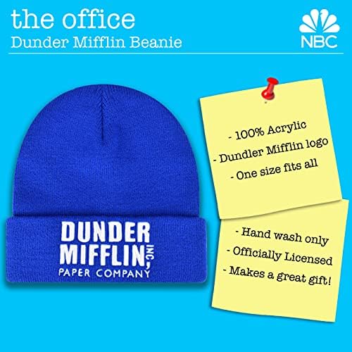 Ofis erkek Ofis Dunder Mifflin Kağıt Şirketi Kelepçeli Örgü Akrilik Şapka Kasketleri, Mavi, Bir Boyut ABD