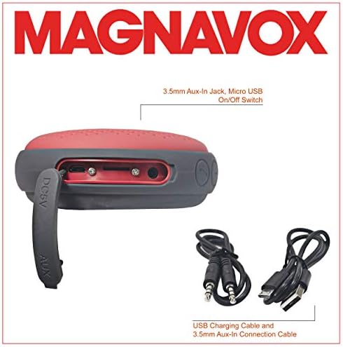 Magnavox MMA3623-RD Kırmızı Renk Değiştiren Işıklı Açık Su Geçirmez Hoparlör | Bluetooth Kablosuz Teknolojisi | Şarj Edilebilir