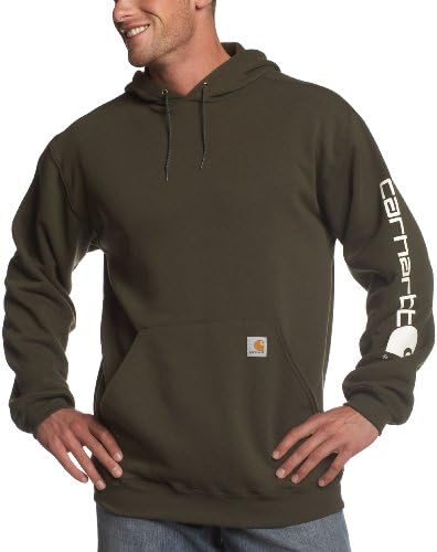Carhartt Erkekler Midweight Kol Logo Kapüşonlu Sweatshirt (Düzenli ve Büyük ve Uzun Boylu Boyutları)