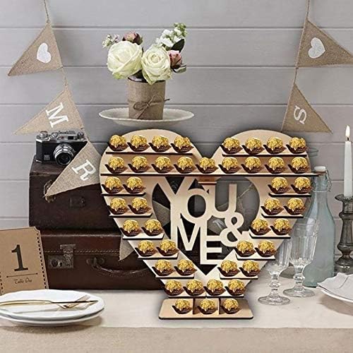 1 takım Çikolata Ekran Tutucu Mr & Mrs Kalp Şekilli Ahşap Çikolata Ekran Raf Standı DIY Dekorasyon Ekran Standı Raf Düğün Doğum