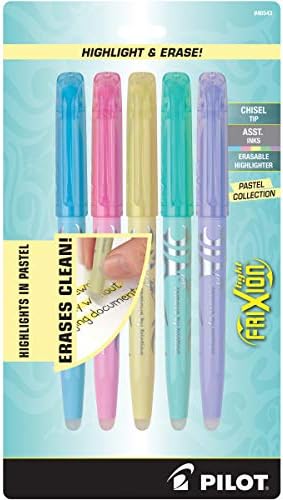 PİLOT FriXion Light Pastel Collection Silinebilir İşaretleyiciler, Keski Ucu, Çeşitli Renkli Mürekkepler, 5'li Paket (46543)