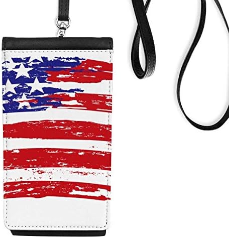 Yıldız ve çizgili Viraj Amerika Ülke Bayrağı Telefon Cüzdan çanta Asılı Cep Kılıfı Siyah Cep