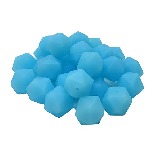 50 adet Şeffaf Mavi Renk 17mm Silikon İcosahedron Boncuk Silikon İnci Boncuk Silikon Geometri Poligon Boncuk Anne Takı Kolye