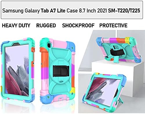 LTROP Samsung Galaxy Tab A7 Lite Kılıfı, Çocuklar için Galaxy Tab A7 Lite Kılıfı, Döner Standlı 3 Katmanlı Darbeye Dayanıklı
