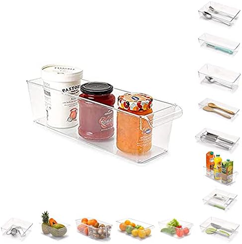 PLASTİK Plastik Mutfak Dondurucu Çekmece Buzdolabı Saklama kutusu Raf Tutucu Slayt Raf Organizatör (Tasarım No. 3, 15x15x5 cm)